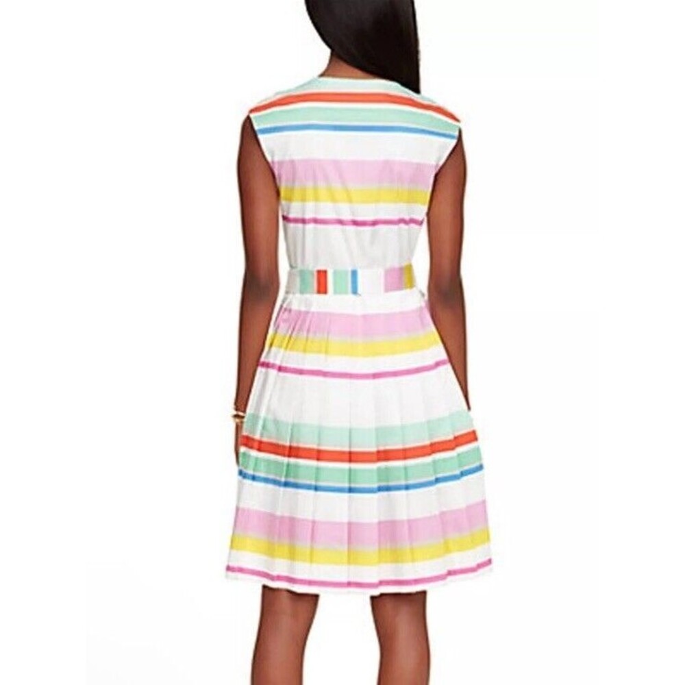 Kate Spade New York Multi Color Pleated Stripe Shirt Dress Preppy Size 6 $398 - Picture 2 of 11